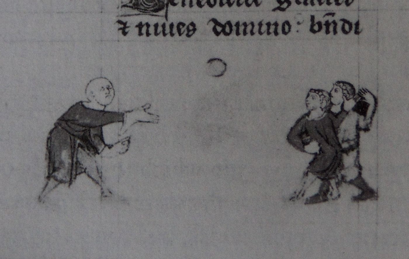 Ilustração medieval de jeu de paume